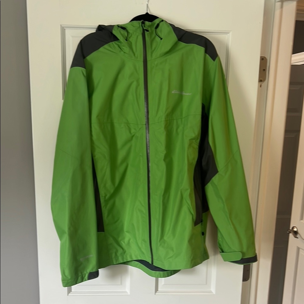 Eddie Bauer Green and Black Raincoat with Hood